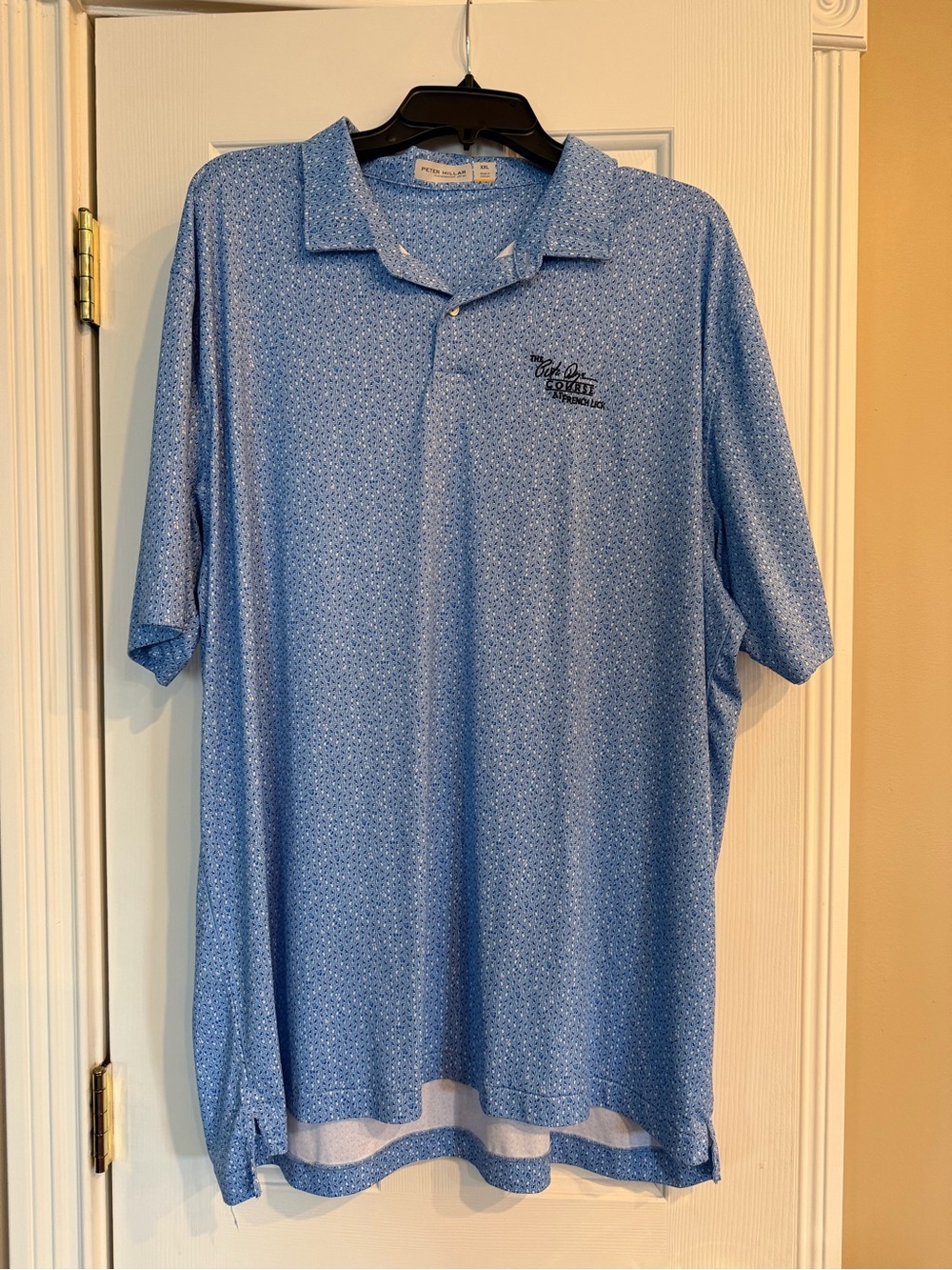 Peter Millar Light Blue Micro-Print Polo
